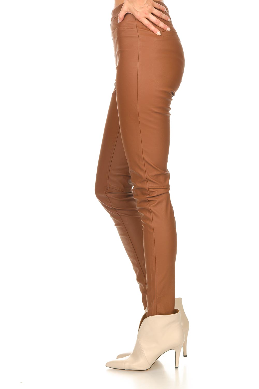 Faux leather leggings Amber cognac... Knitted Little Soho