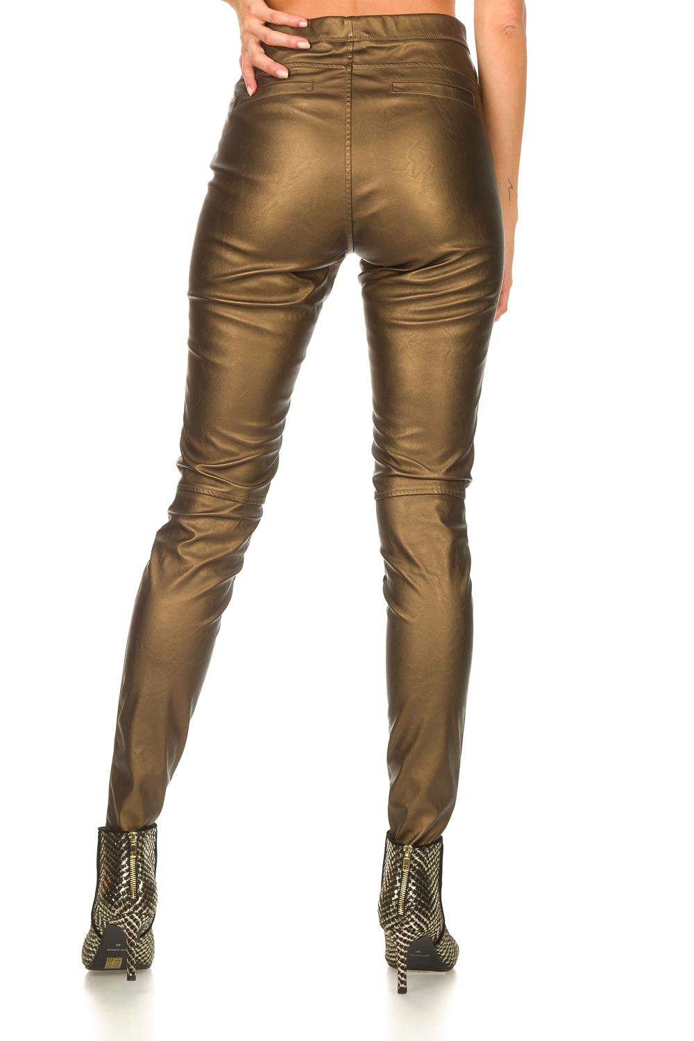 Faux leather leggings Amber | metallic 