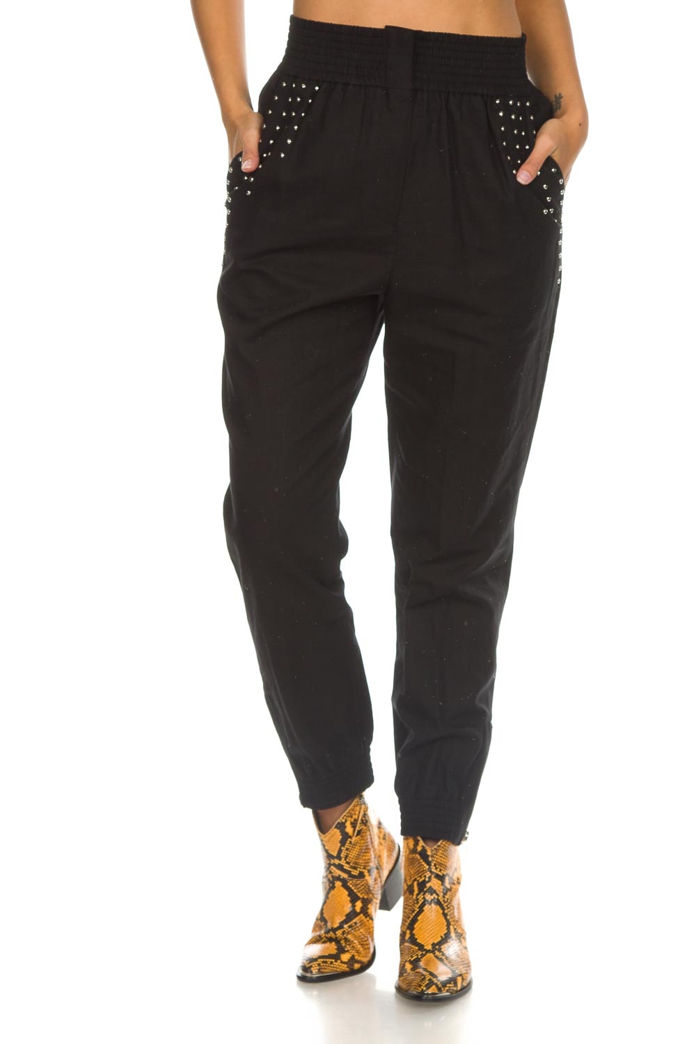 Baggy broek met studs Richly | zwart | IRO | Little Soho