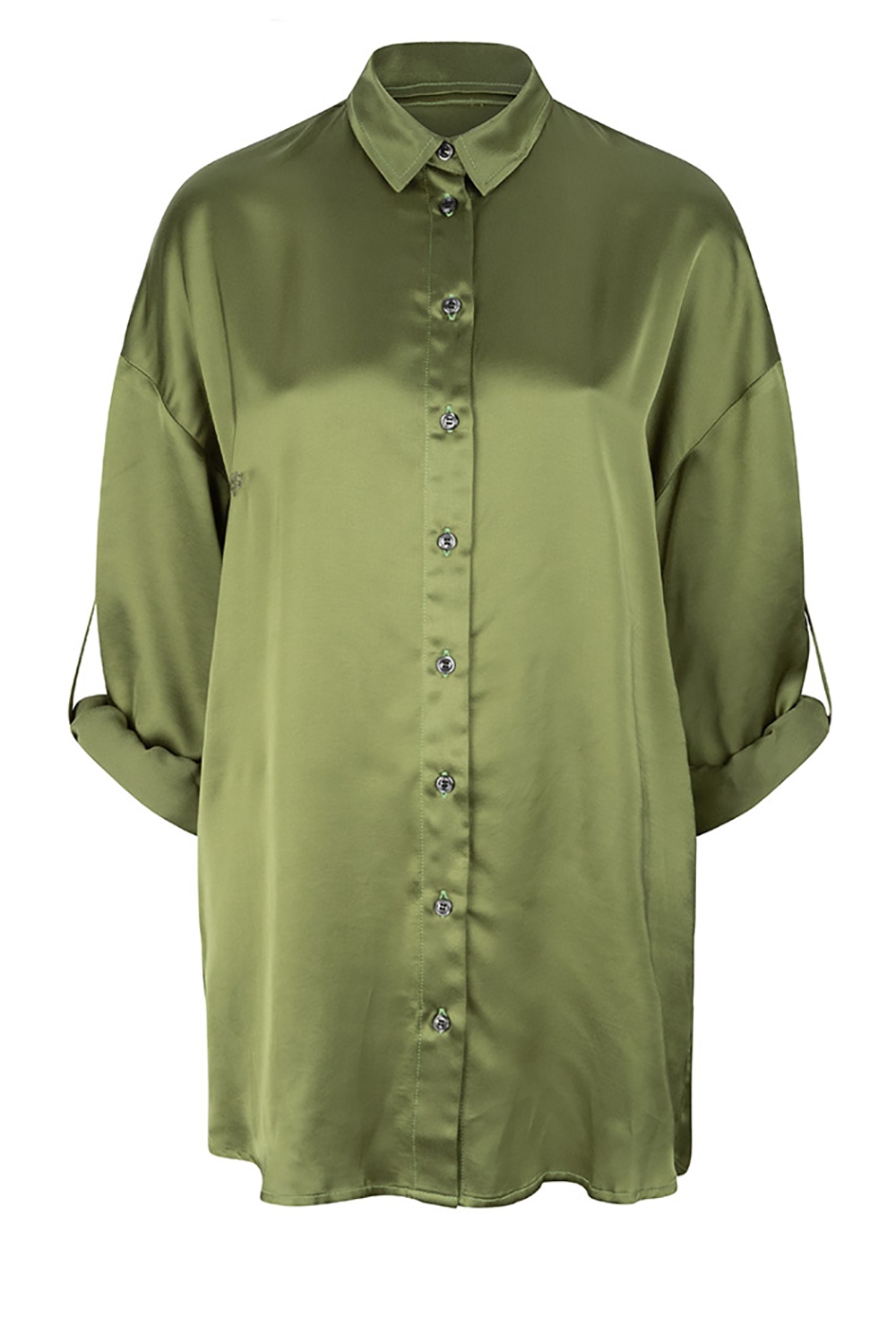 CHPTR S Oversized satijnen blouse Lavish groen