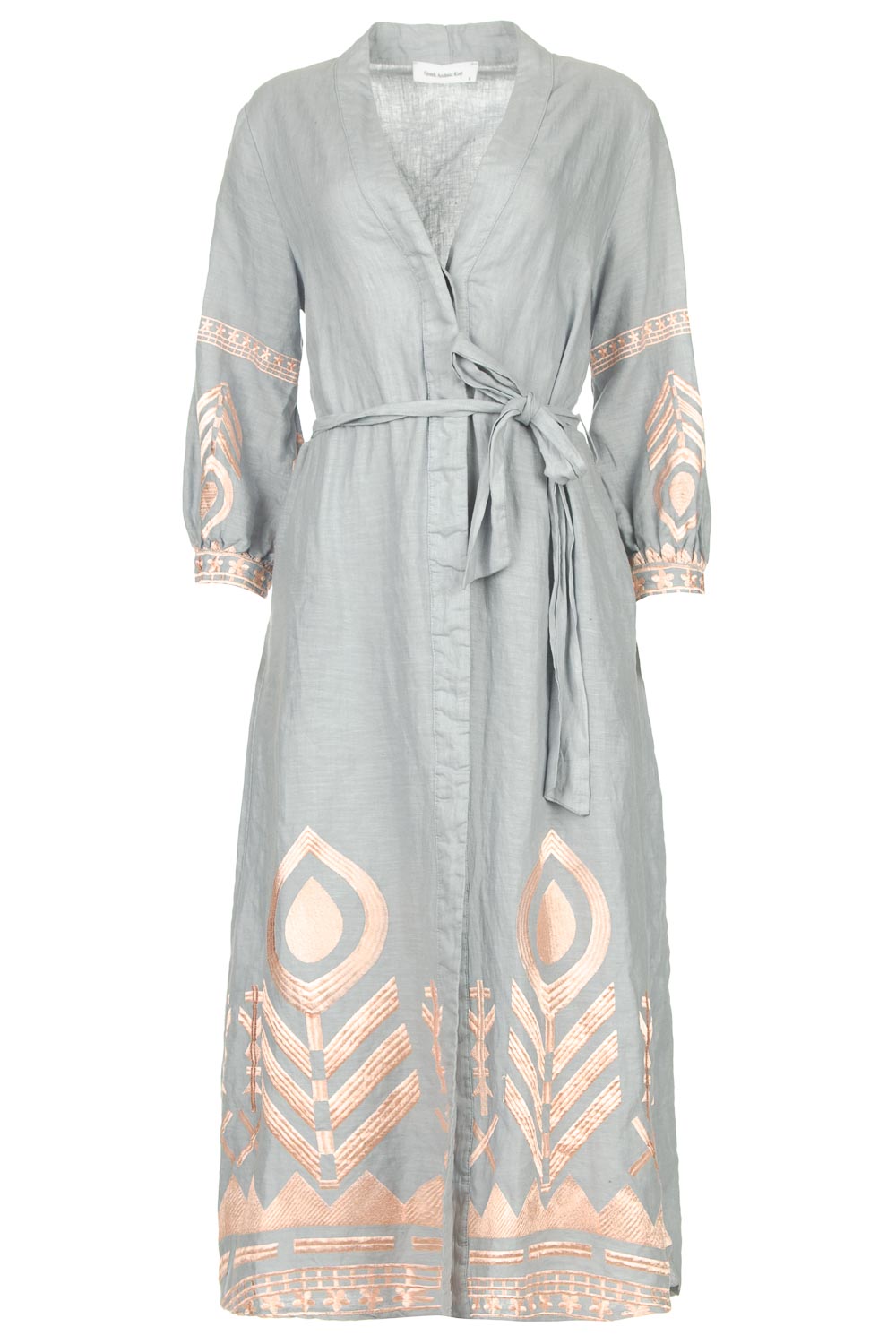 Midi dress with embroideries Sienne | grey... | Greek Archaic Kori | Little  Soho