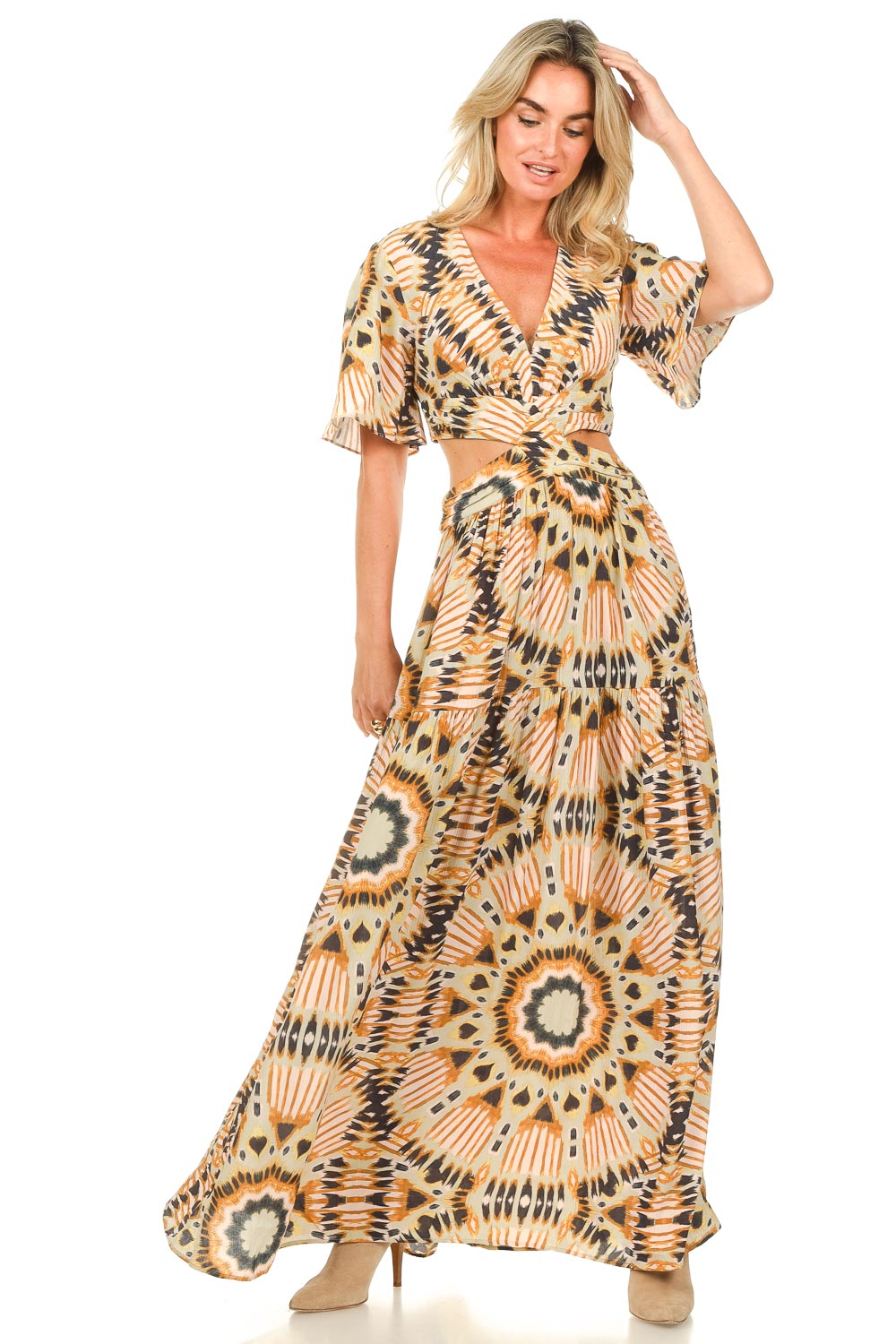 Maxi dress with cut-out detail Candy | beige... | ba&sh | Little Soho Maxi dress with cut-out detail Candy | beige... | ba&sh | Little Soho