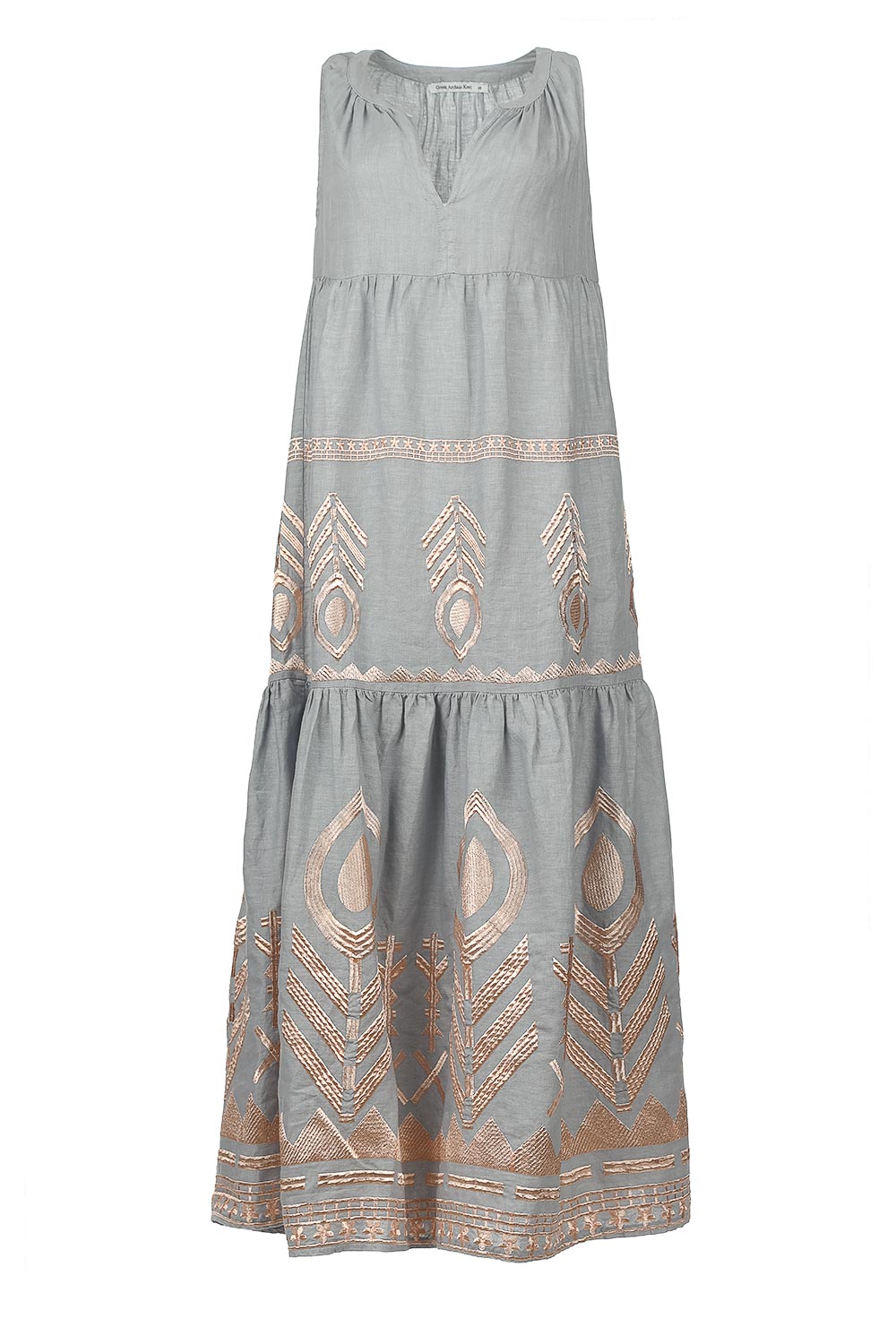 Embroidered maxi dress Lisa | grey | Greek Archaic Kori
