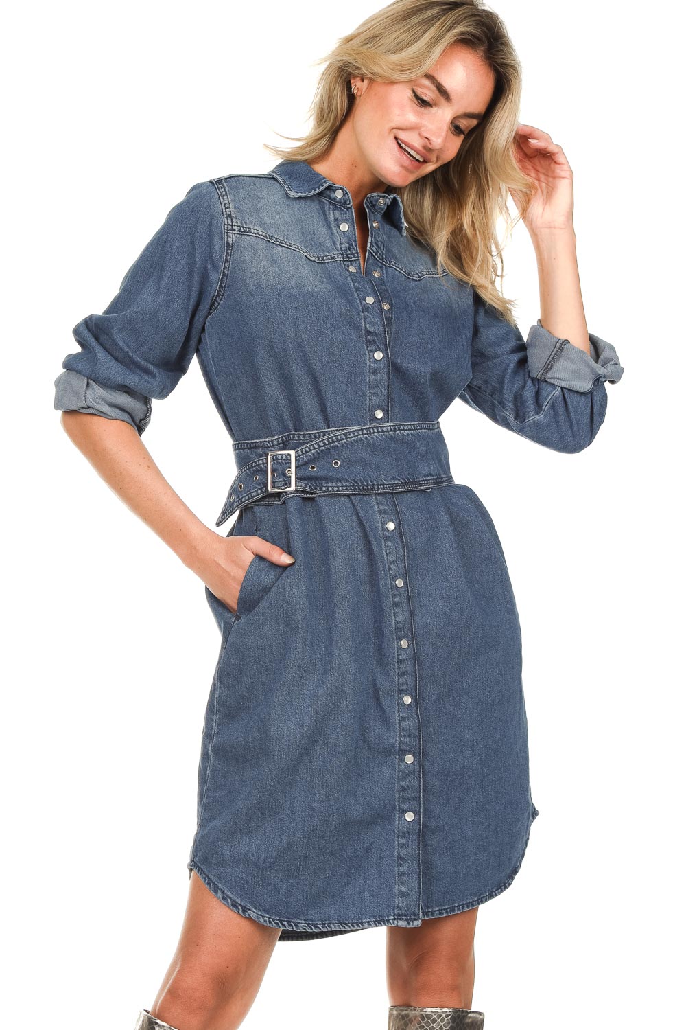 Jalou denim jurk - Donkerblauw