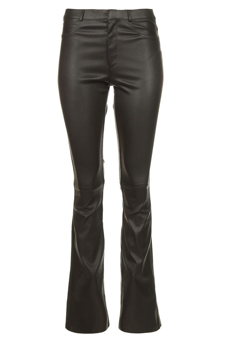 Famous Store I Leren broek met wijde pijpen I Flare broek leer Flora -  Famous Store