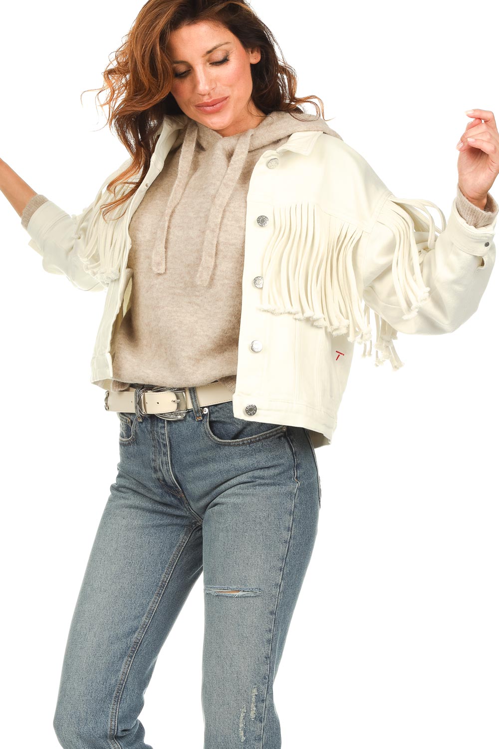 Luckywaqng Mouwloos vest, voor dames, faux suède, jasje, met franjes, zacht, cowgirl, kort, bruin, retro, hippiekostuum jaren 70, Kaki, M
