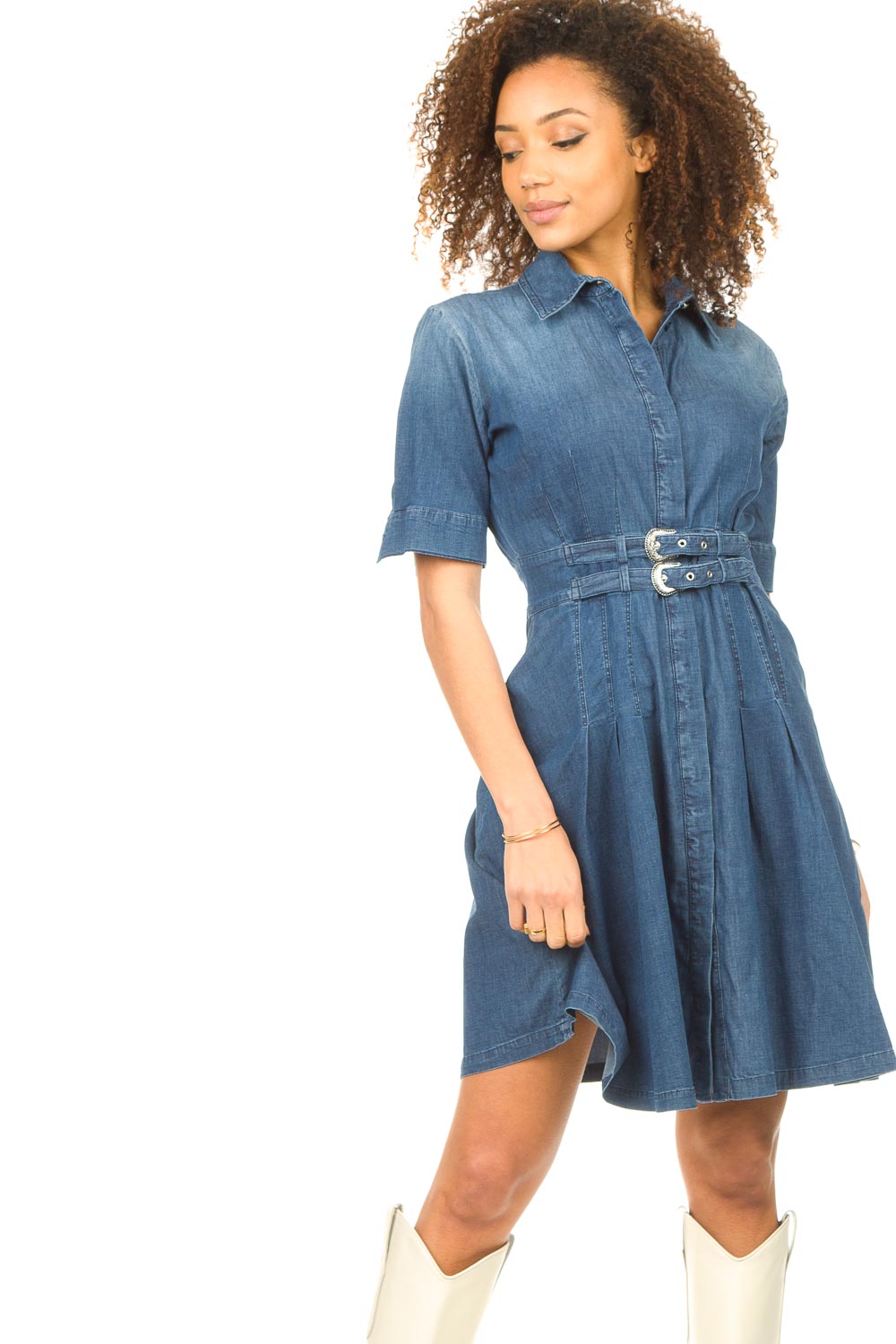 Dress with waist belts Alison | blue... | Liu Jo Denim | Little Soho