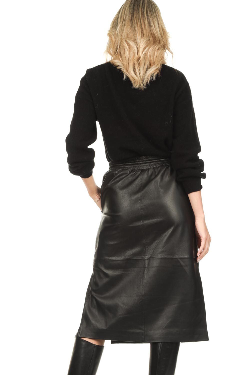 Leren midi-rok Melissa | zwart... | STUDIO AR | Little Soho