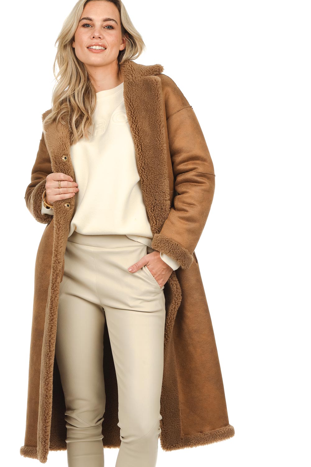 Reversible teddy coat Florance | camel | STUDIO AR | Little Soho