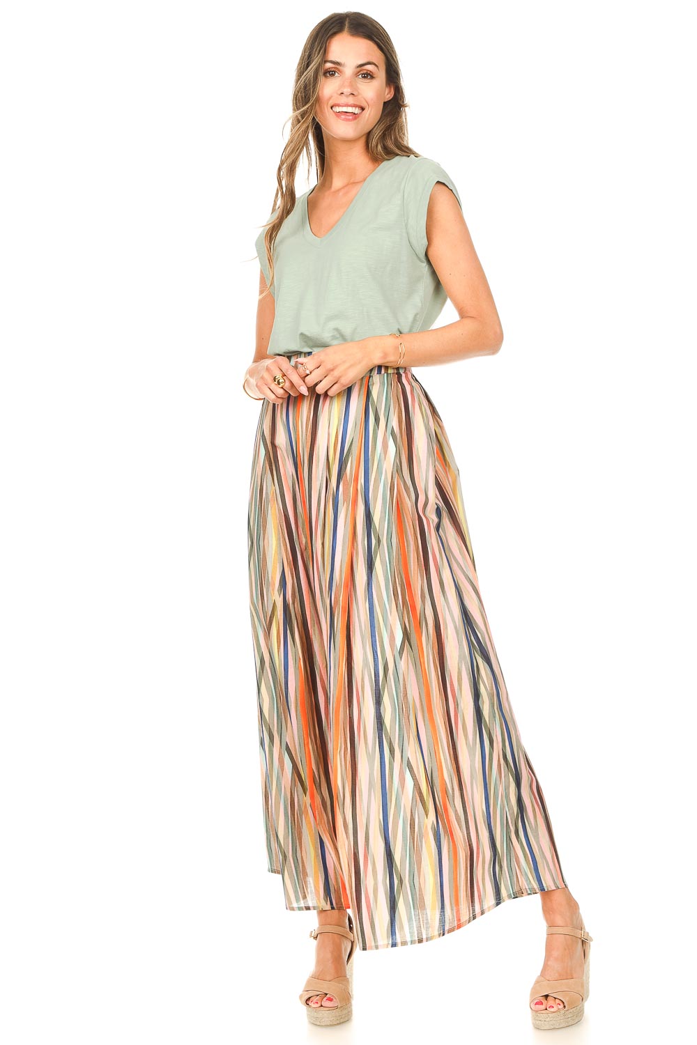 Look Maxi skirt with striped print Merva