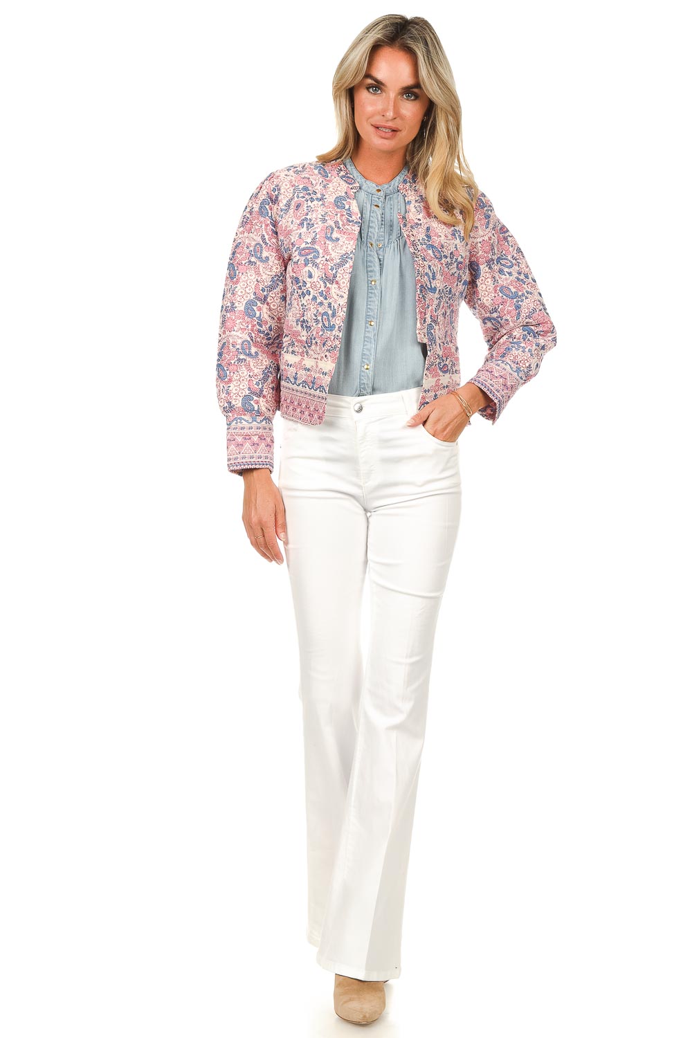 Look Denim blouse with puff sleeves Amara