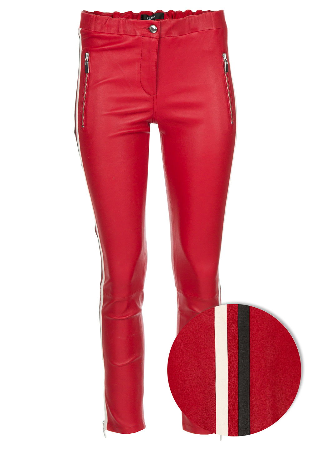 Lambs leather pants with side stripe Lacay | Red | Arma | Little Soho