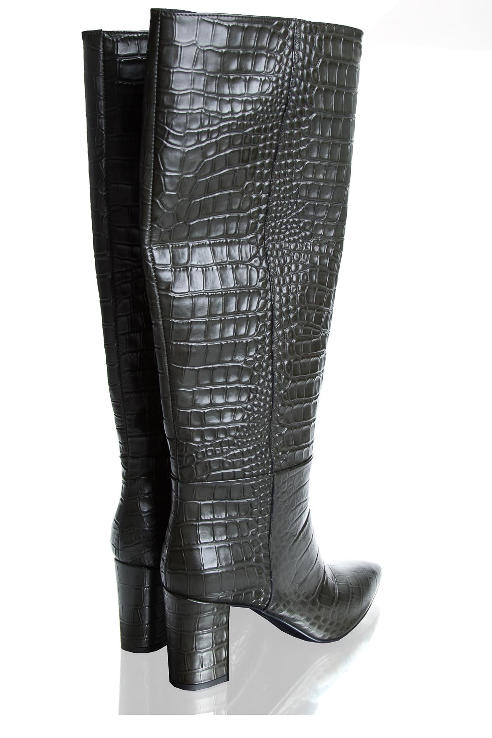 Leren laarzen met crocoprint Miranda | groen | Janet \u0026 Janet | Little Soho