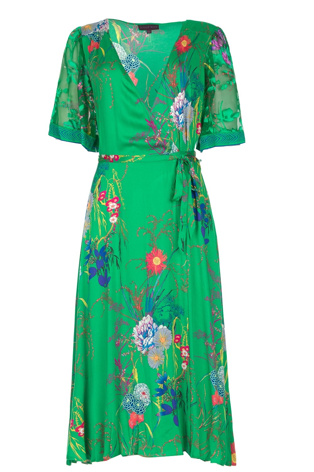 Floral wrap dress Velda | groen ...
