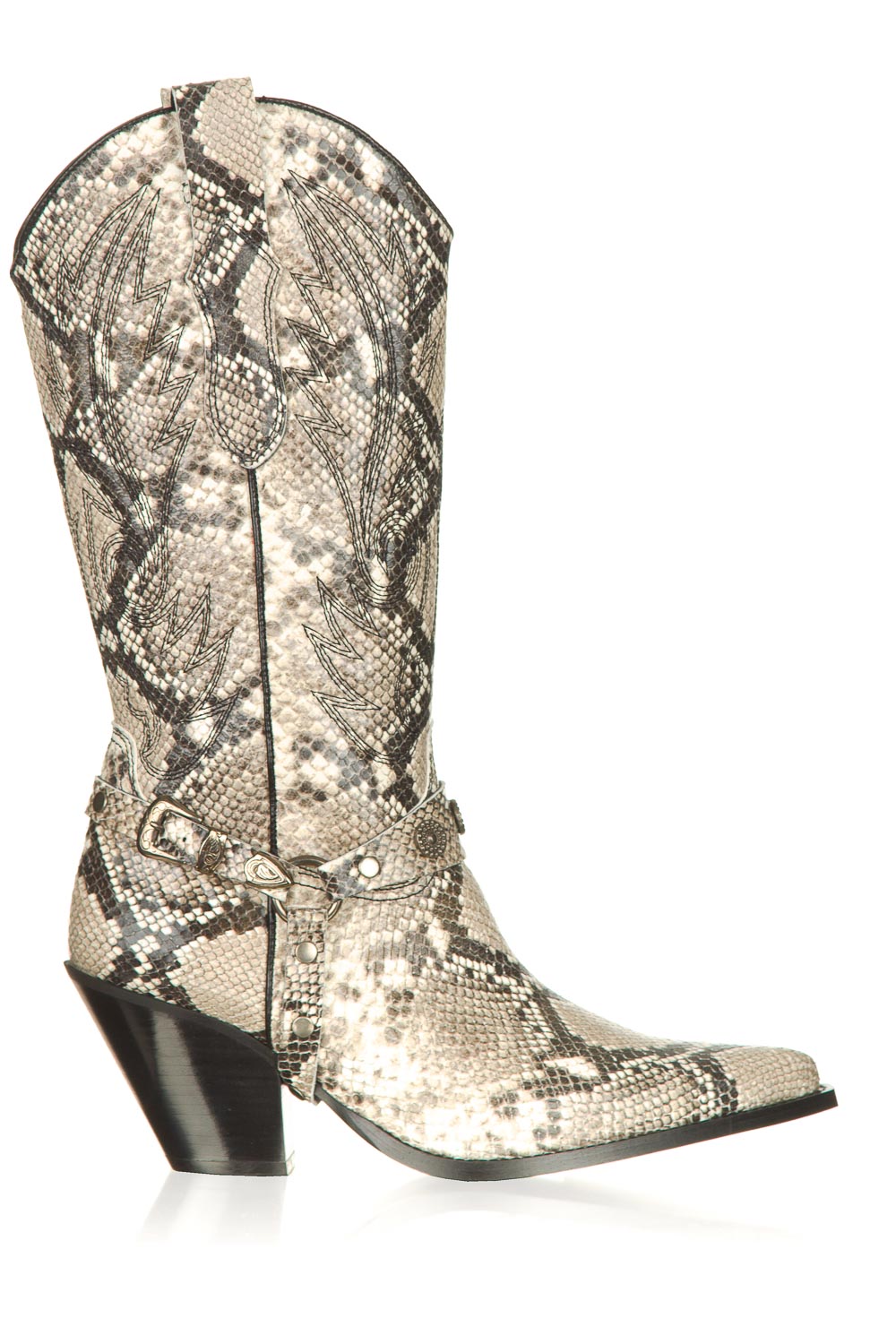 Leren laarzen met slangenprint Python | grijs | Toral | Little Soho