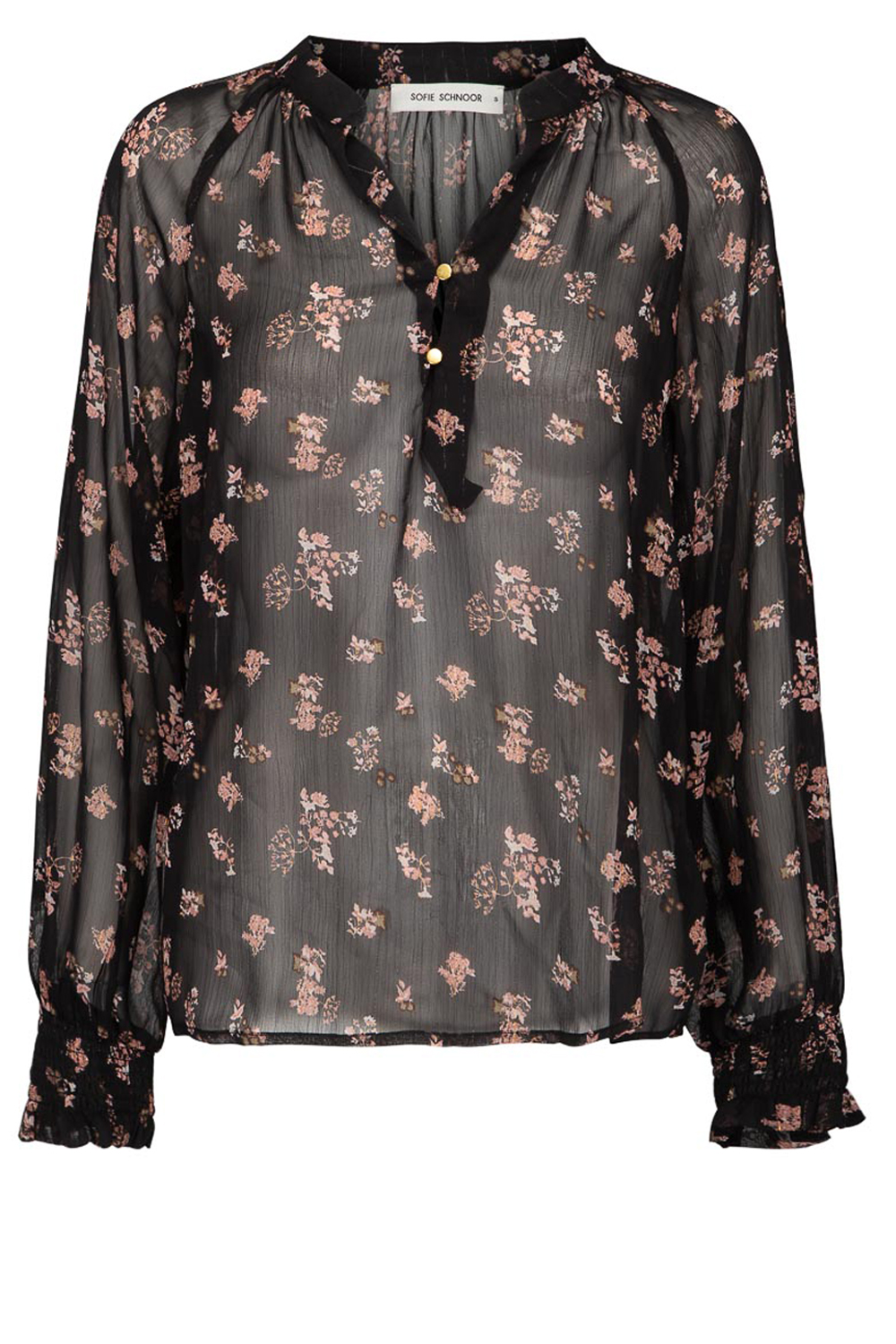 Semi-sheer floral blouse Alvida | black 
