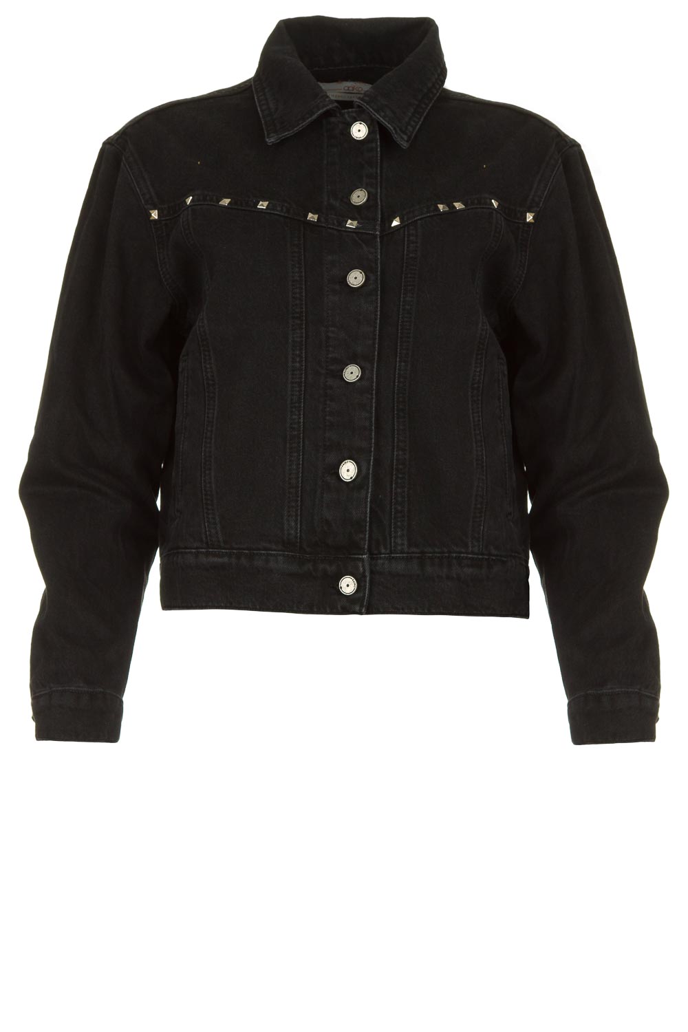 Korte spijkerjas met studs Bryenne | zwart | Aaiko | Little Soho