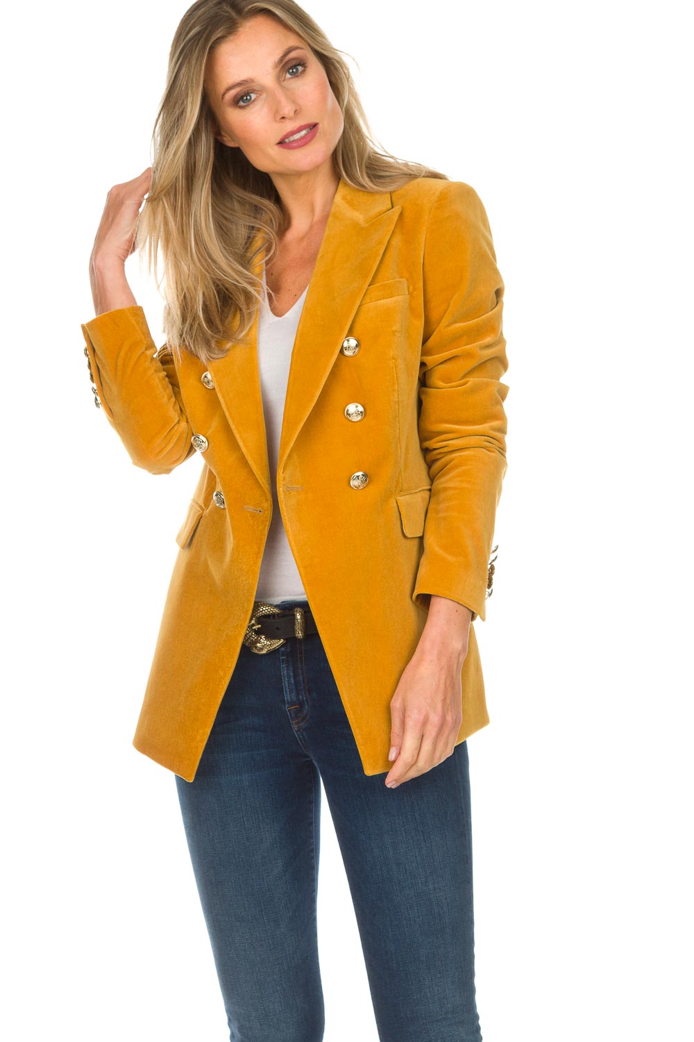 Velvet blazer Ivory | yellow | Hunkydory | Little Soho