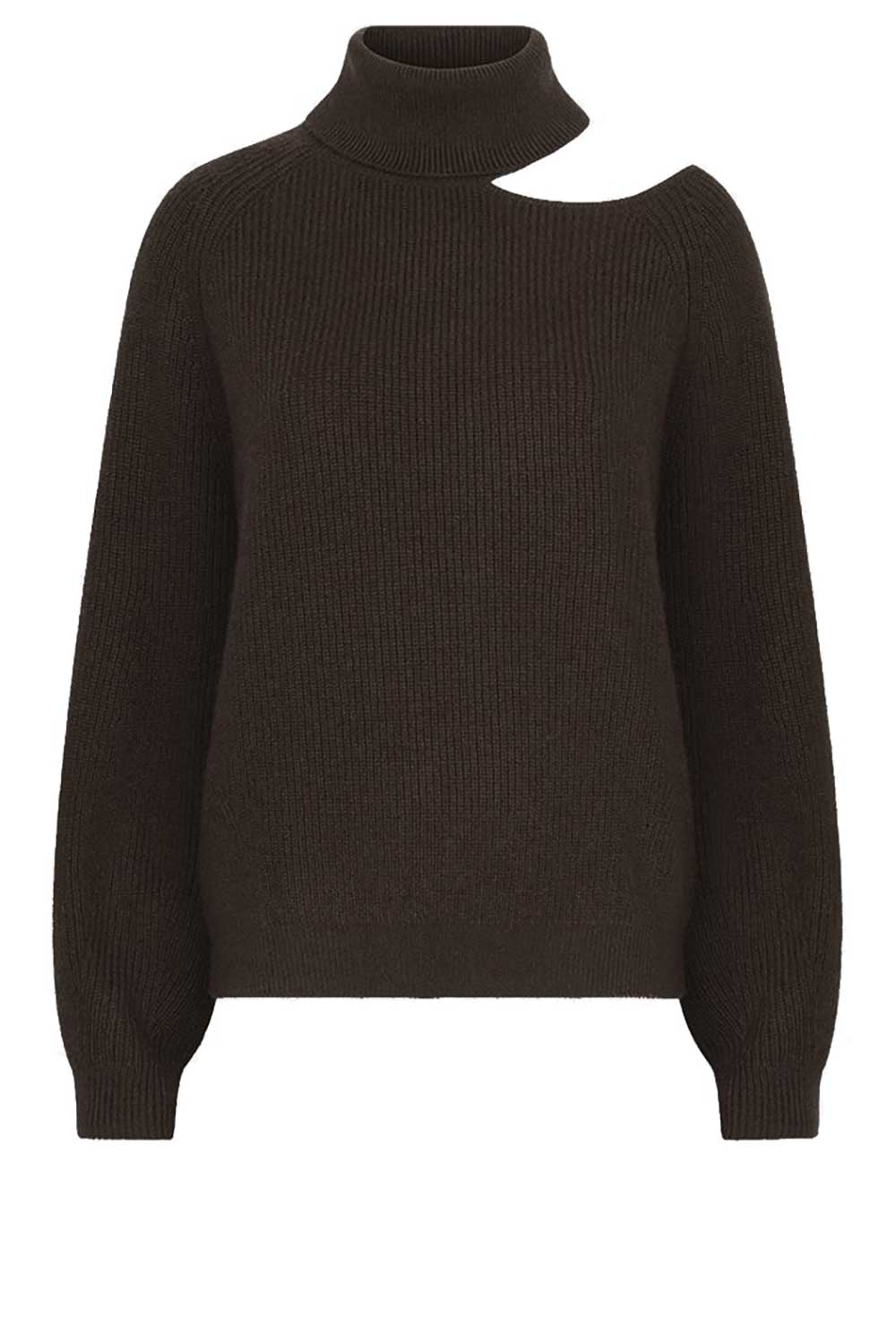Dante6 Wolmix sweater met cut-out Marenna bruin