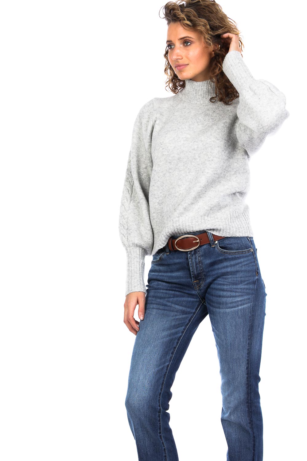 More & More Gebreide coltrui in rookblauw online kopen | P&C