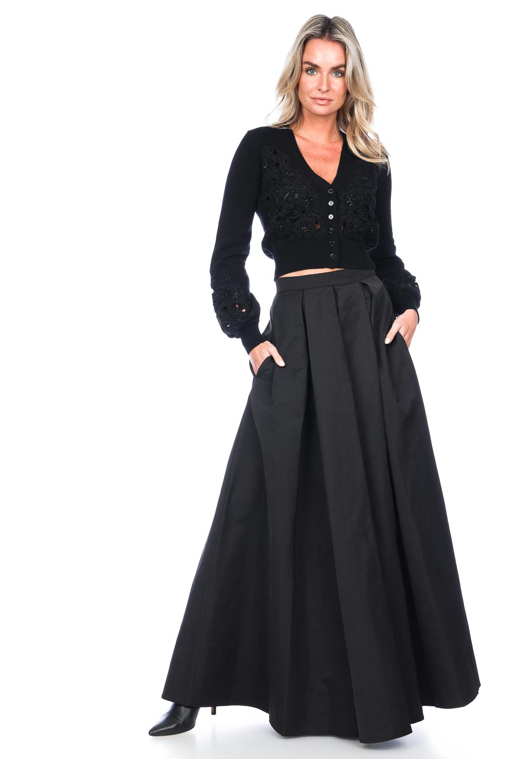 Maxi-rok met plooien Anna | zwart | Twinset | Little Soho