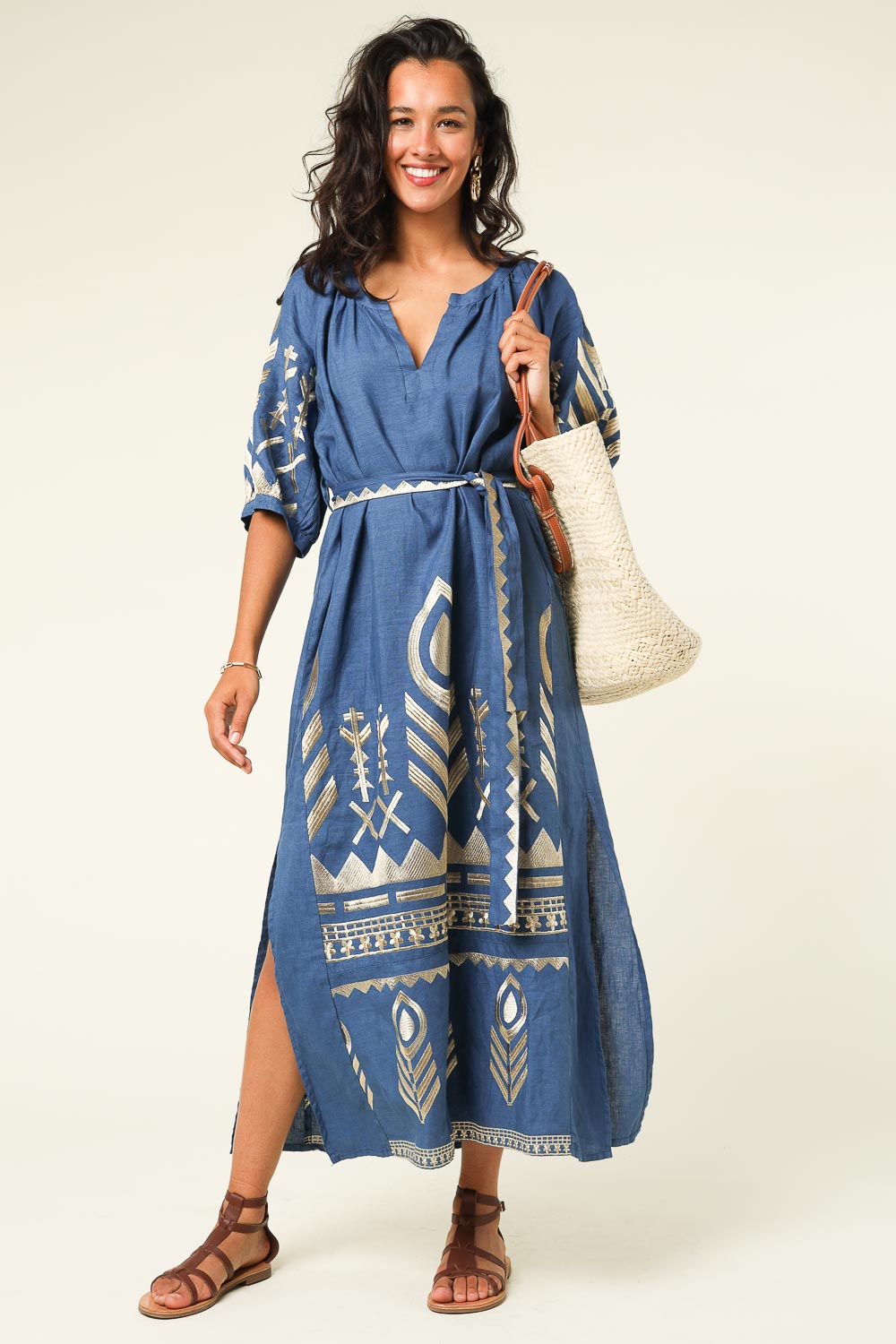 greek style embroidered dress Selene Embroidered Maxi Dress main image 0