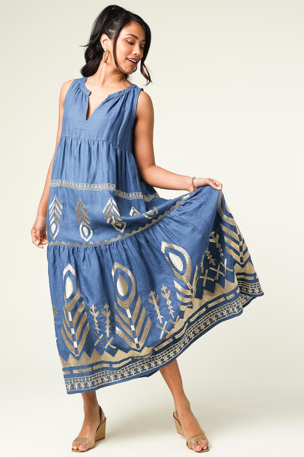 Maxi dress with embroidery Lisa | blue... | Greek Archaic Kori | Little Soho Maxi dress with embroidery Lisa | blue... | Greek Archaic Kori | Little Soho