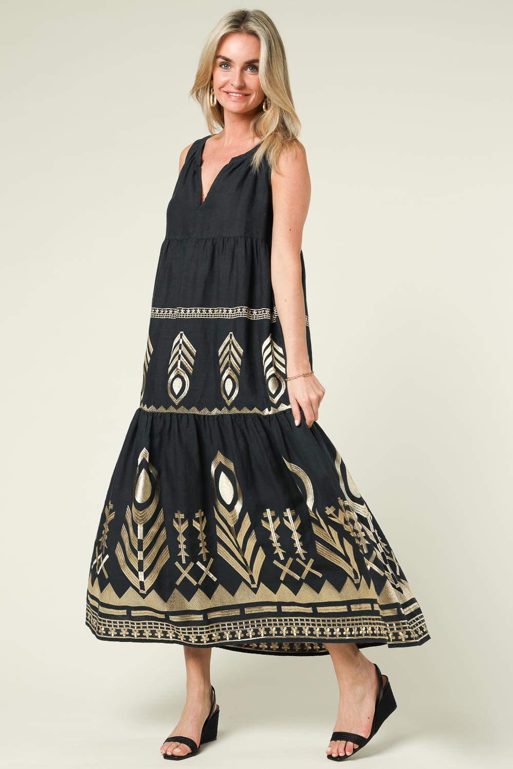 sydney sweeney gold dress Black Sufi Azal Boho Dress main image 1