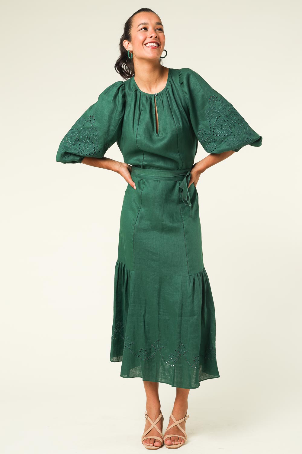chinese dress ladies Vanessa Linen Dress - Light Blue Chambray