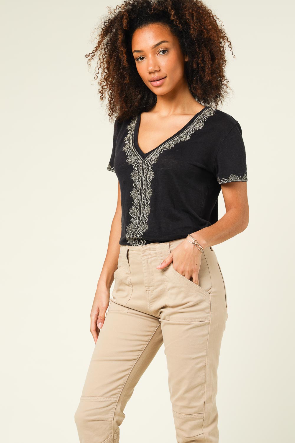 Top met borduursels Amaya zwart Vanessa Bruno Little Soho