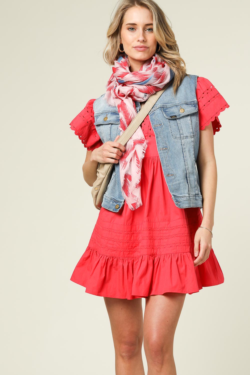 1 jurk- 2 kanten:  100% katoenen dubbelzijdig wrap jurk- watermelon feathers