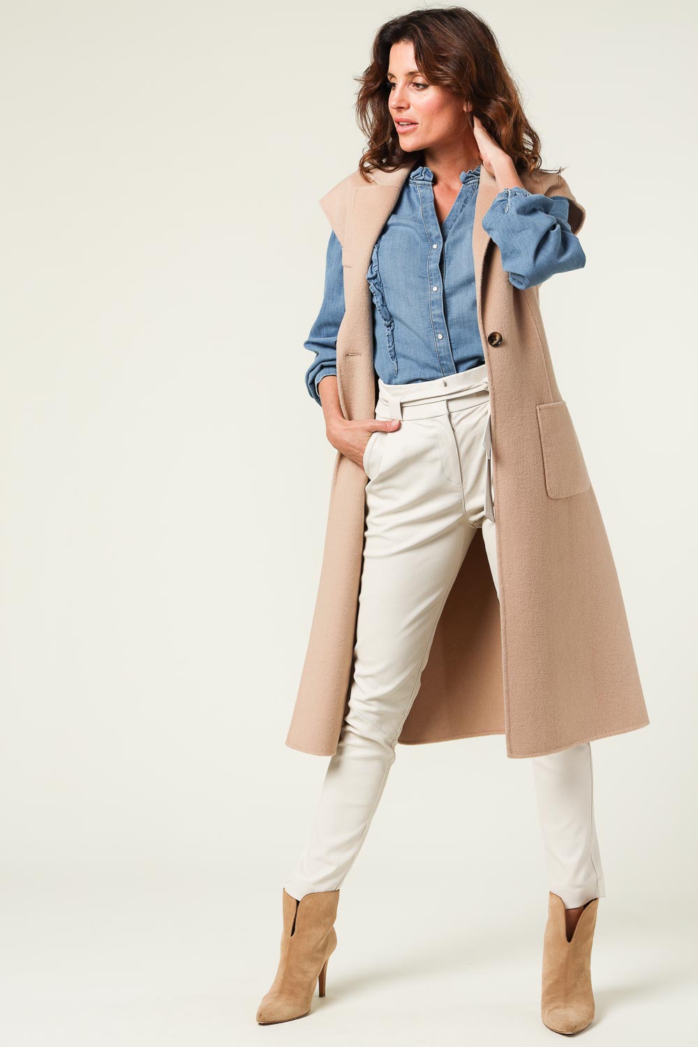 Longline Gilet in Camel main image 1