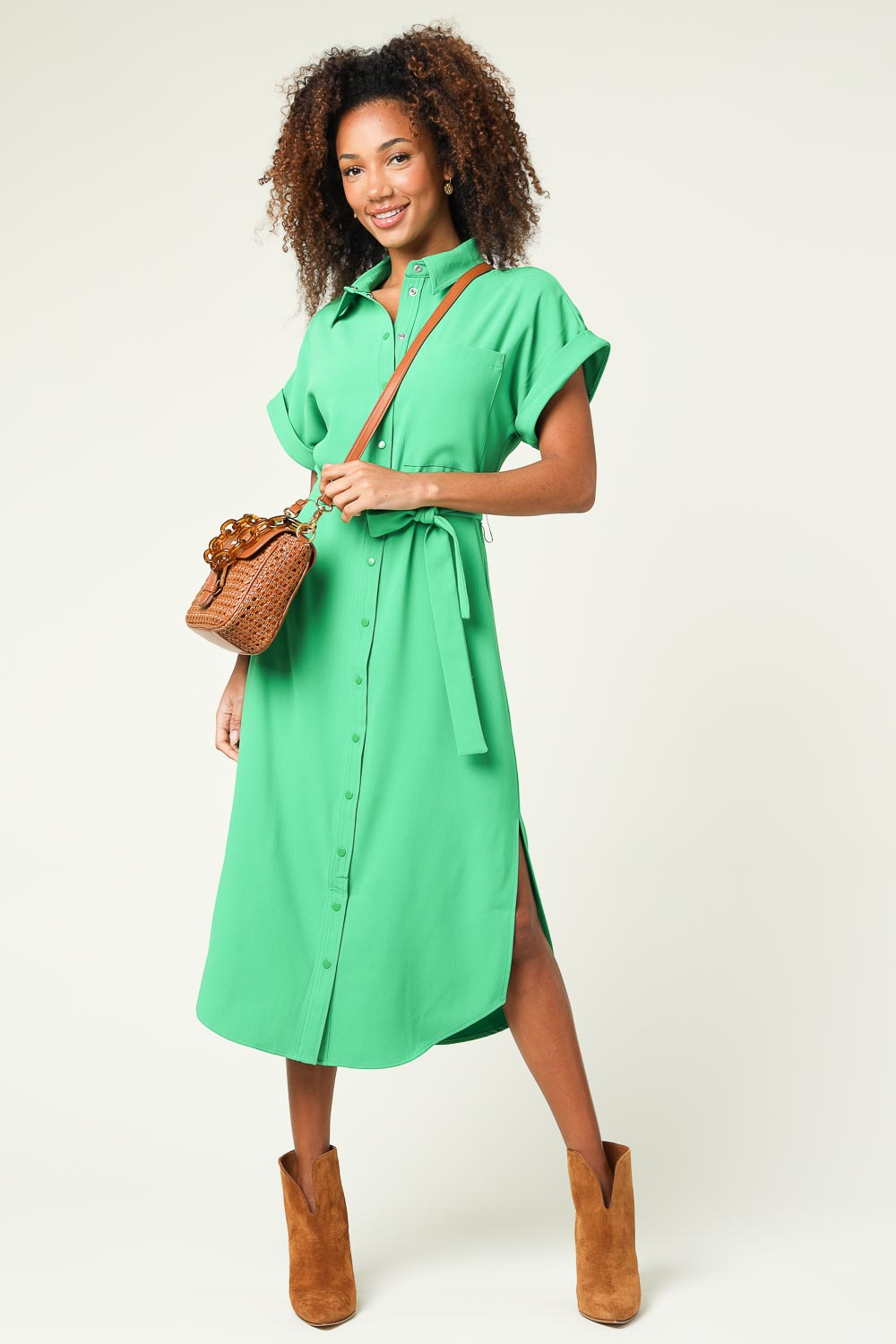 knee length dresses for ladies Mono B Slimming Side Cinch Midi Dress main image 1