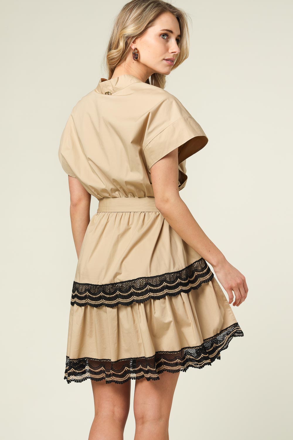 Poplin dress with lace | beige... | Twinset | Little Soho