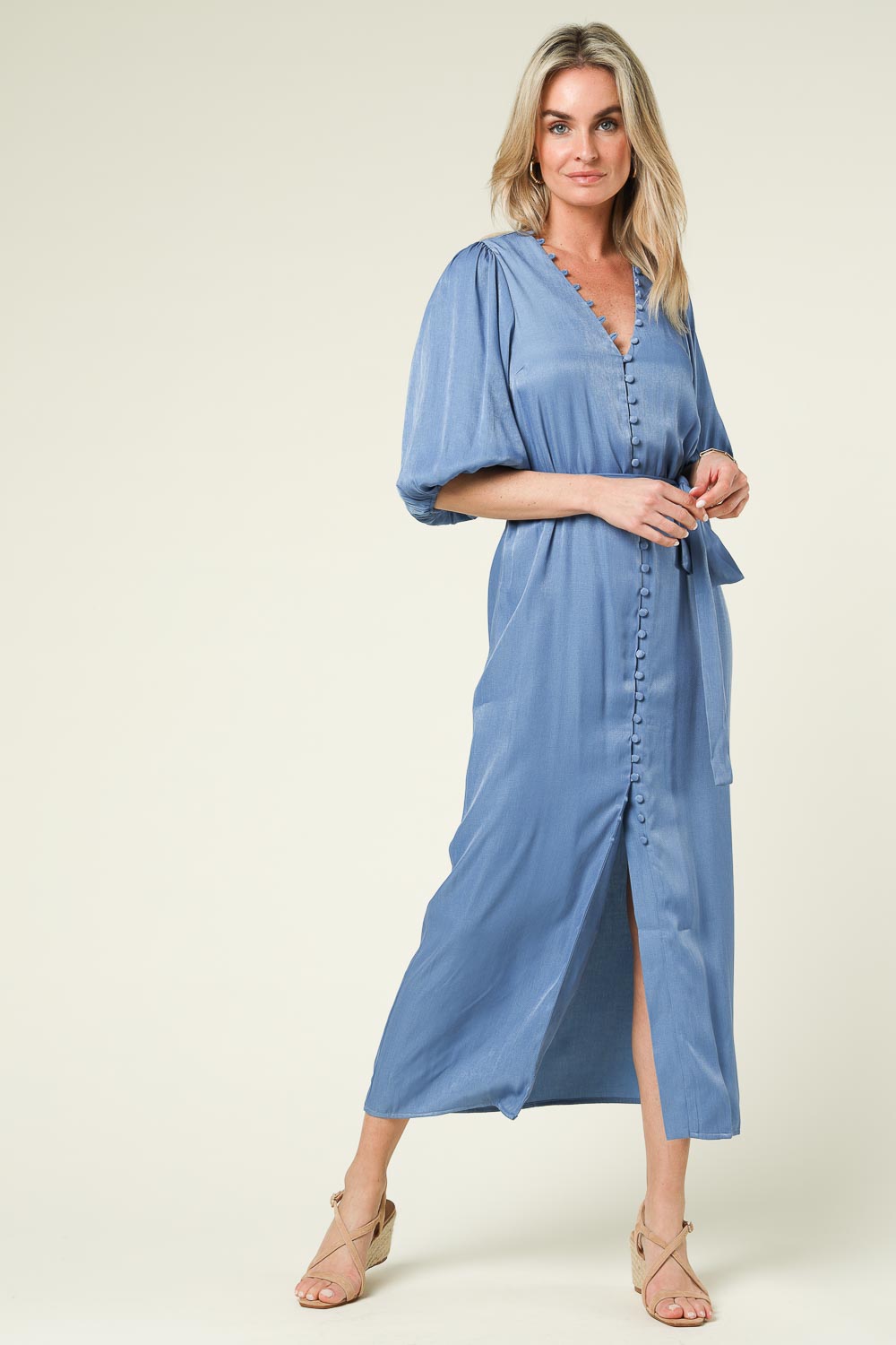 Leatherlook Jurk Free Bird Jurk Maxi-jurk Met Strikceintuur Leora