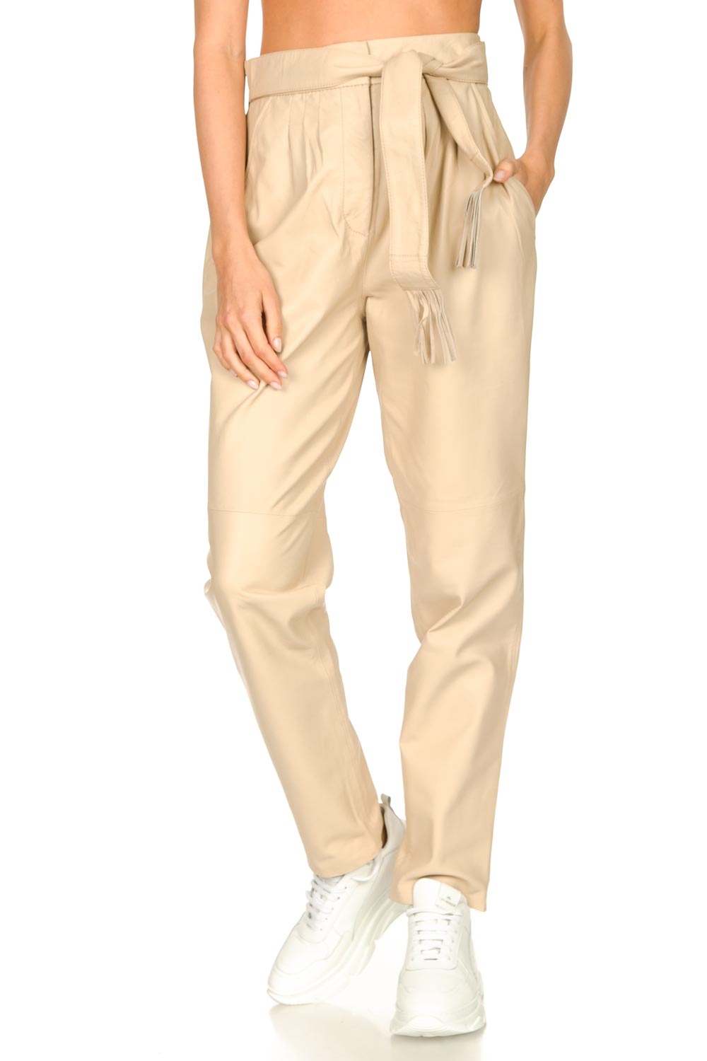 Leather pants with tie detail Petra 