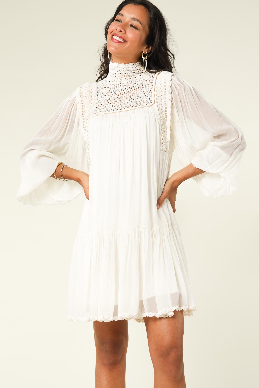Dress with crochet details Loup | natural... | Magali Pascal | Little Soho