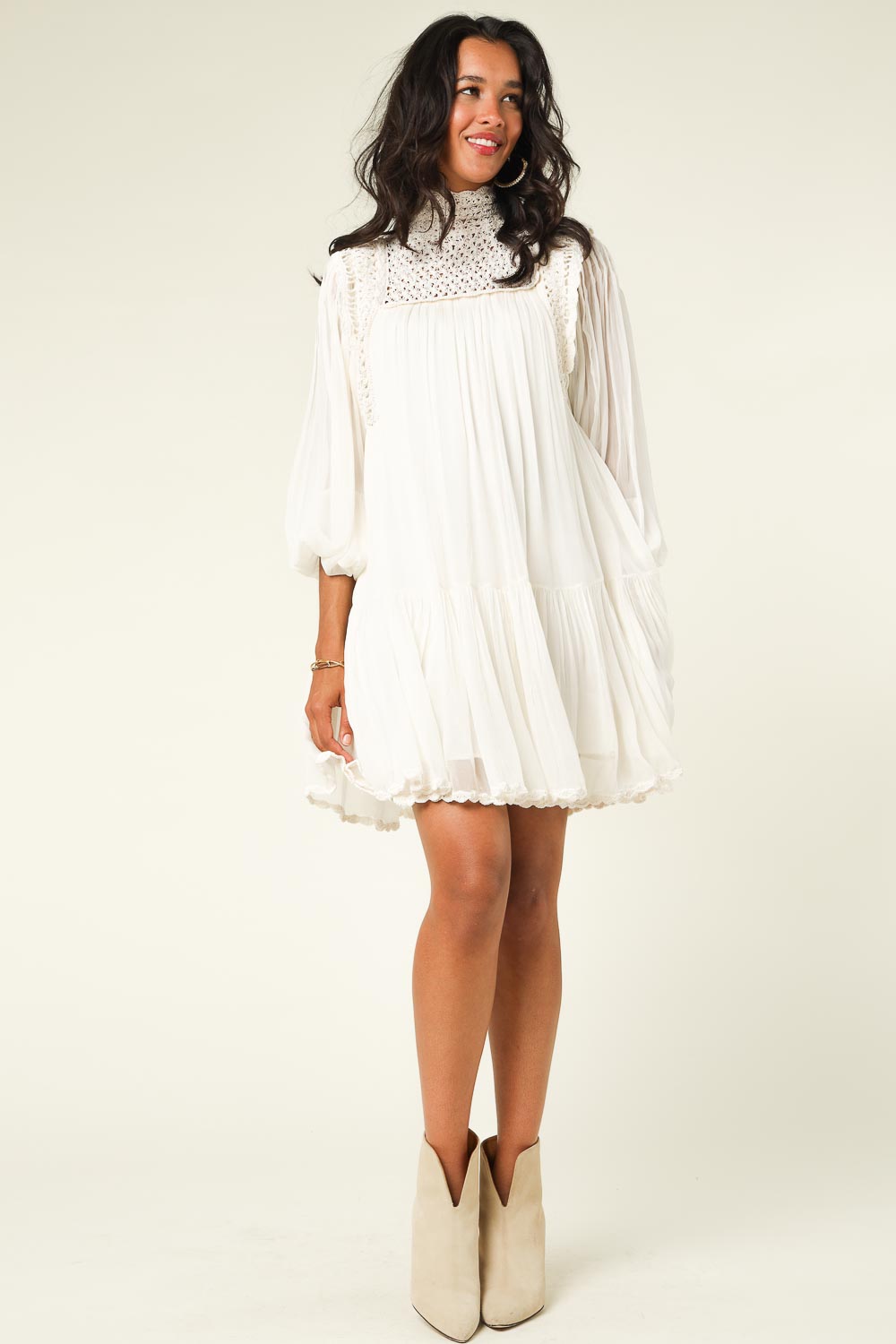 Dress with crochet details Loup | natural... | Magali Pascal | Little Soho