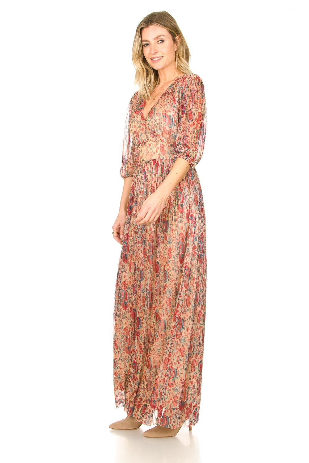 Silk maxi dress with lurex Athena... | ba&sh | Little Soho