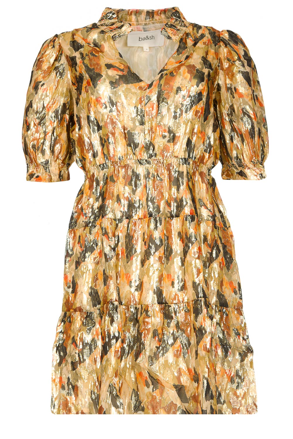Silk lurex dress with print Gloria | yellow... | ba&sh | Little Soho Silk lurex dress with print Gloria | yellow... | ba&sh | Little Soho