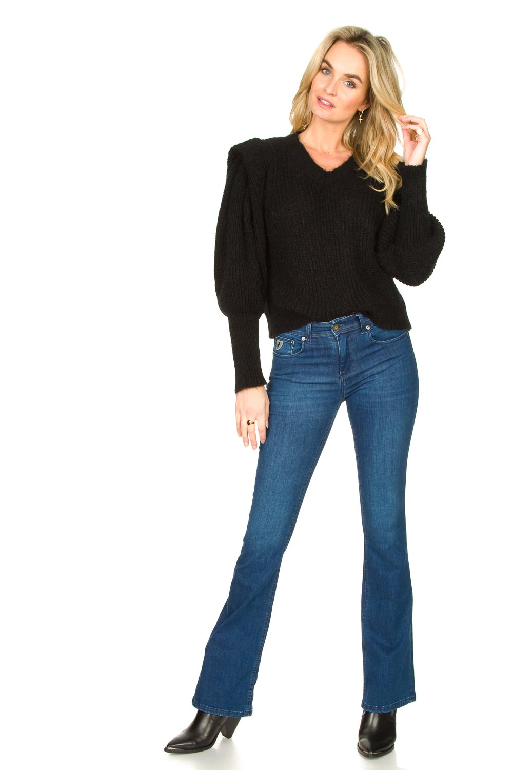 Look Knitted sweater with puff sleeves Mascha