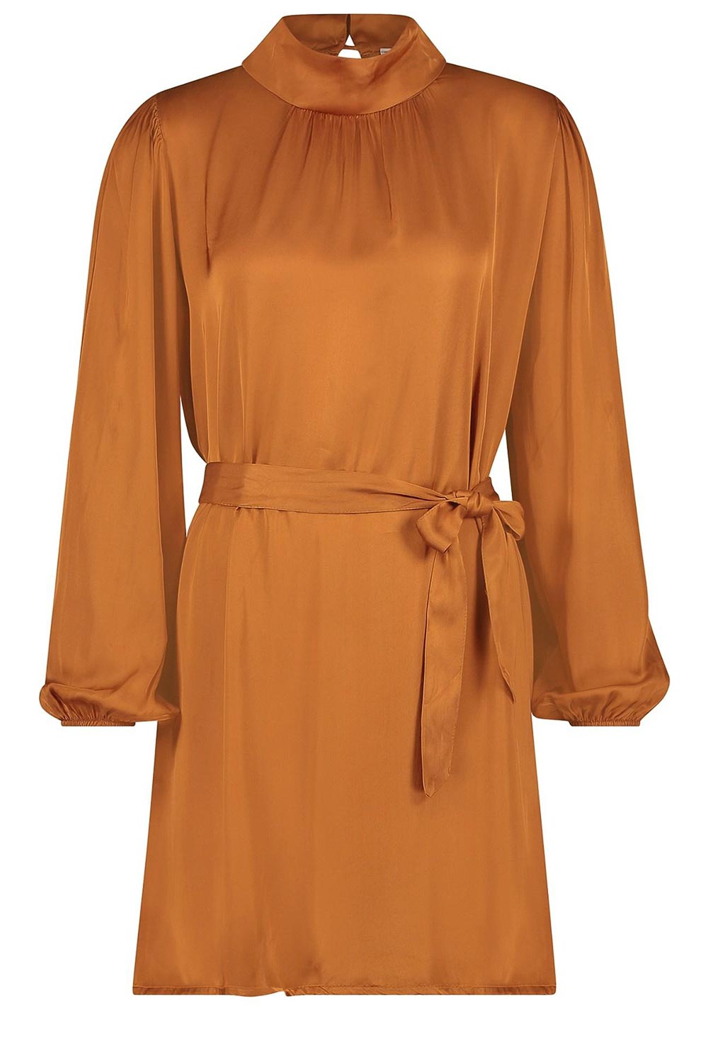 Jurk met strikceintuur Samara bruin Freebird Little Soho