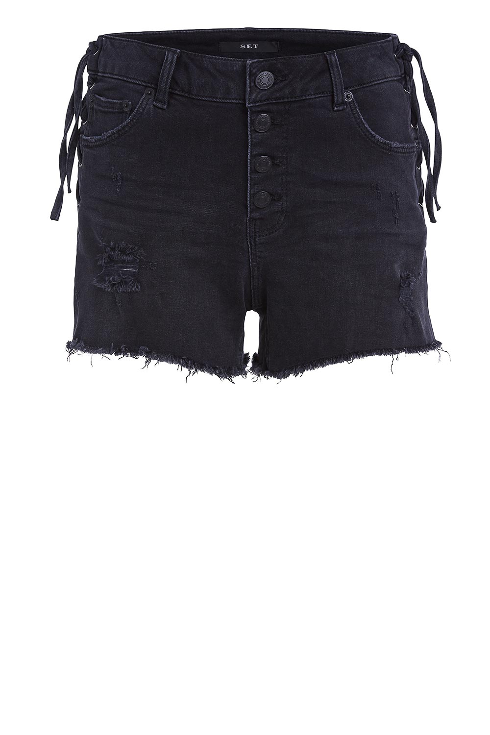 Jeans short met scheur details Isis | zwart | Set | Little Soho