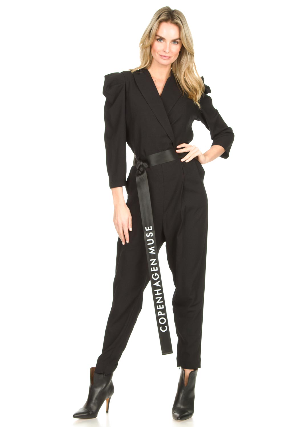 Jumpsuit with waistbelt Bliz | black | Copenhagen Muse | Little