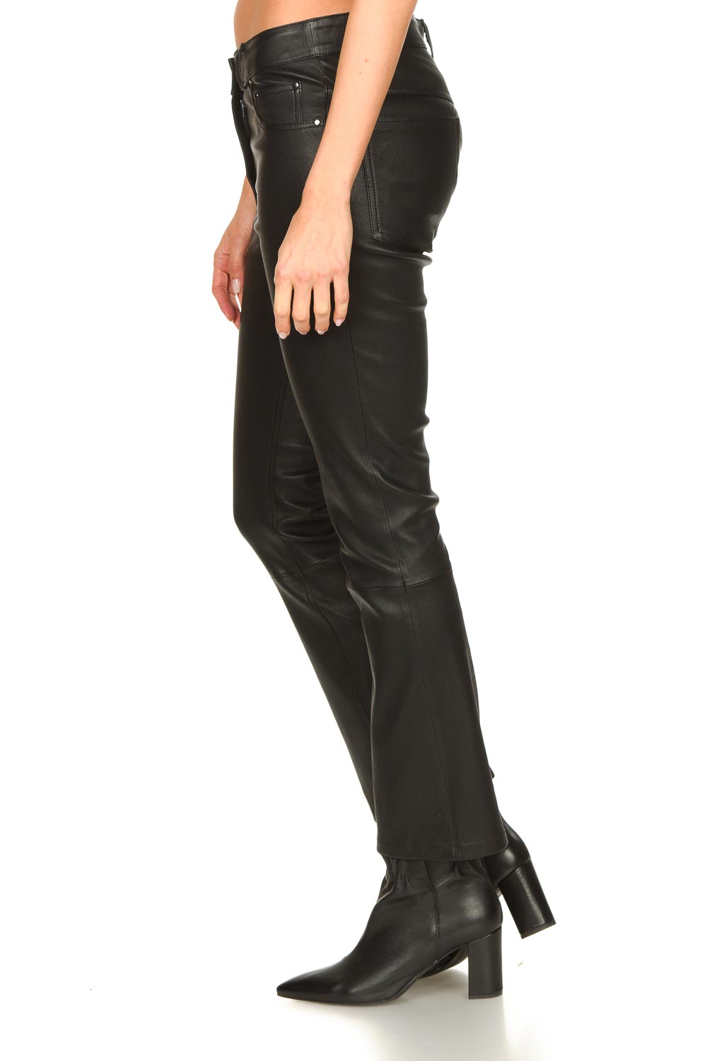 Stretch leather kick flare pants Eva 