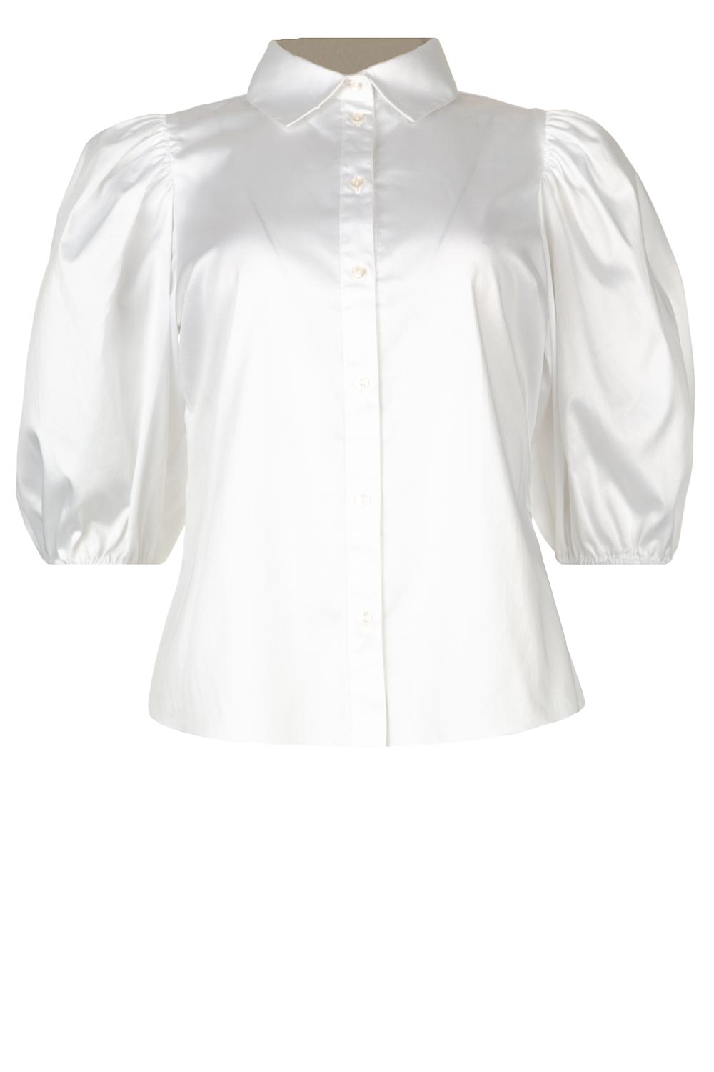 Stretch blouse met pofmouwen Kira wit