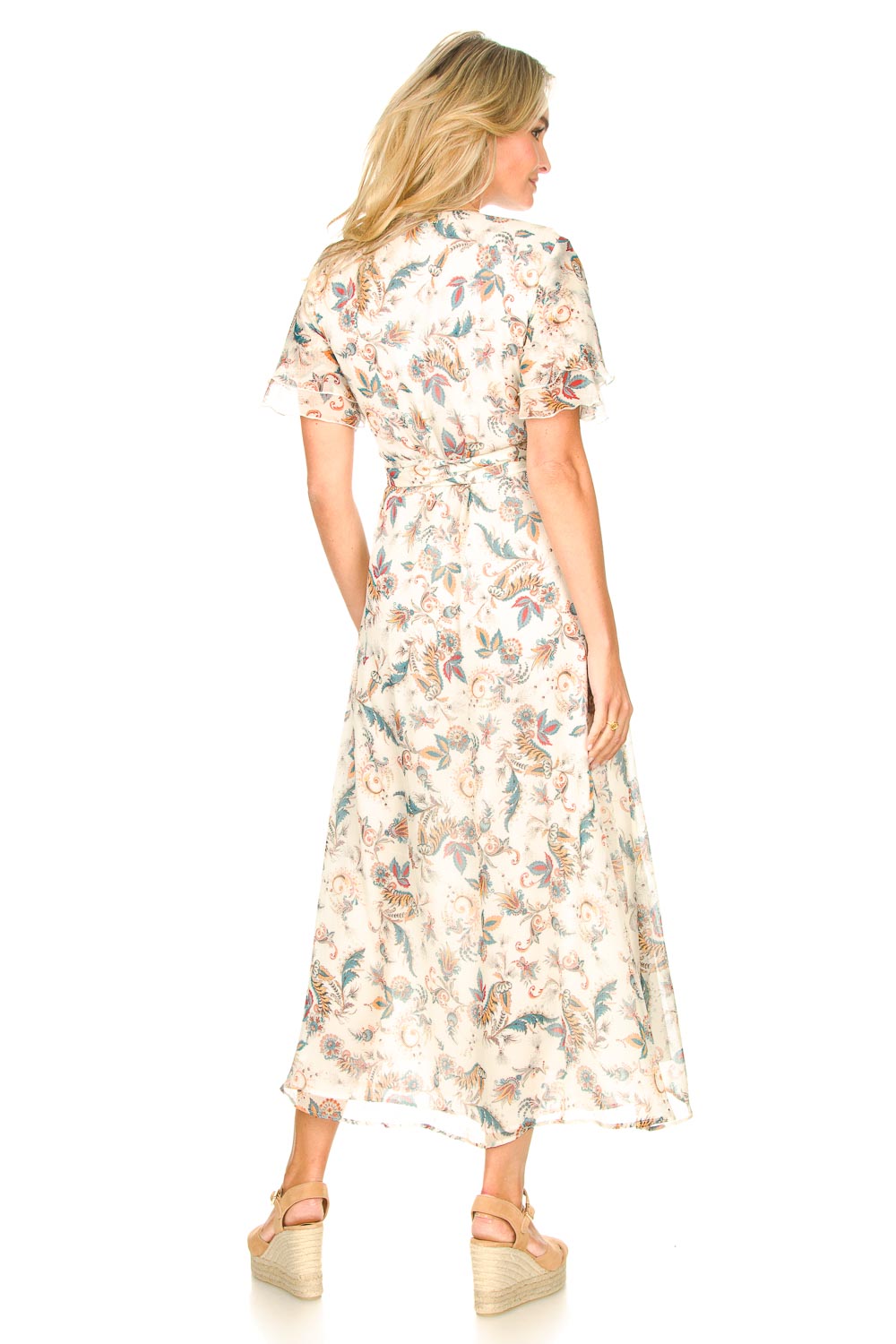 EMOTTOS Women Floral Print Maxi Dress, Boho Split Bottom Long Dress, Ladies Slim Fit Ruched Waist Dress, Wrap Lange Jurken voor Dames Party Beach, Roze, XL
