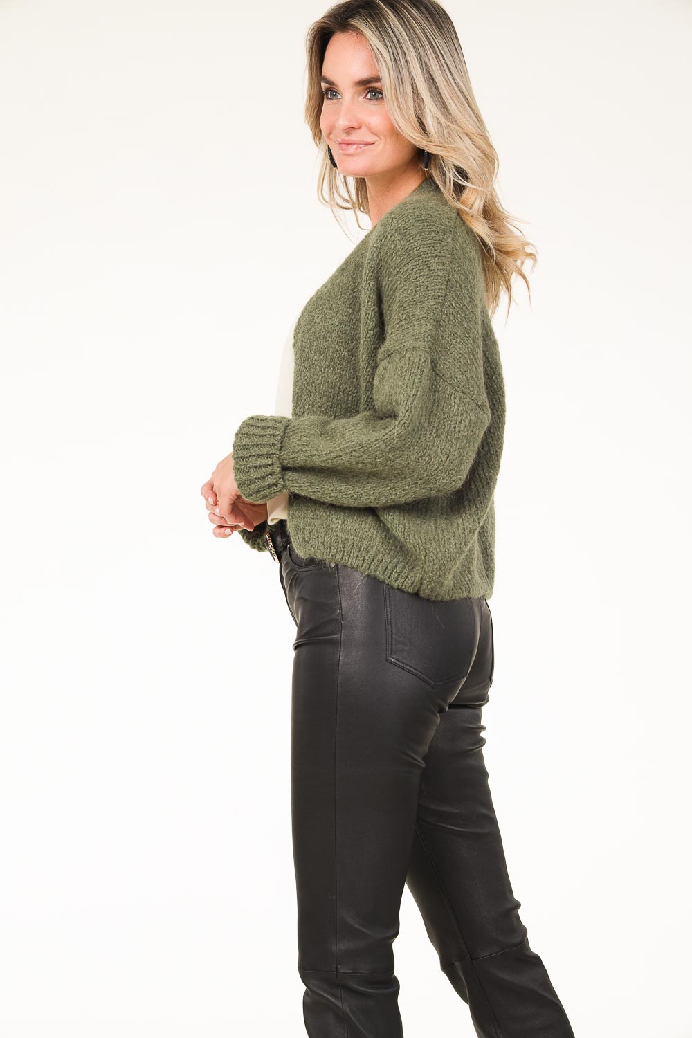 即日発送可Becky knit set tops Soft knitted cardigan Becky | green | Knit-ted | Little Soho