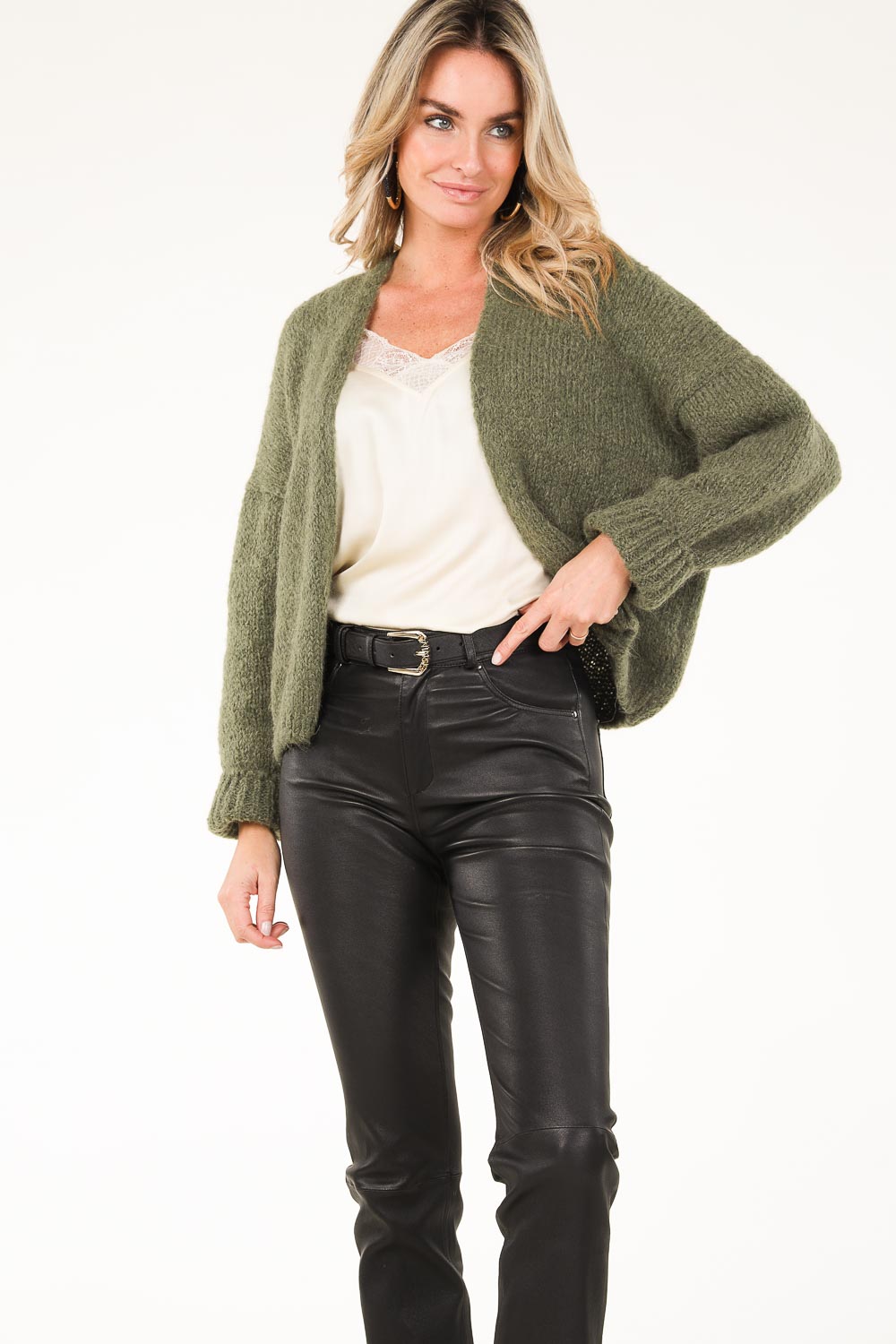 Soft knitted cardigan Becky | green | Knit-ted | Little Soho