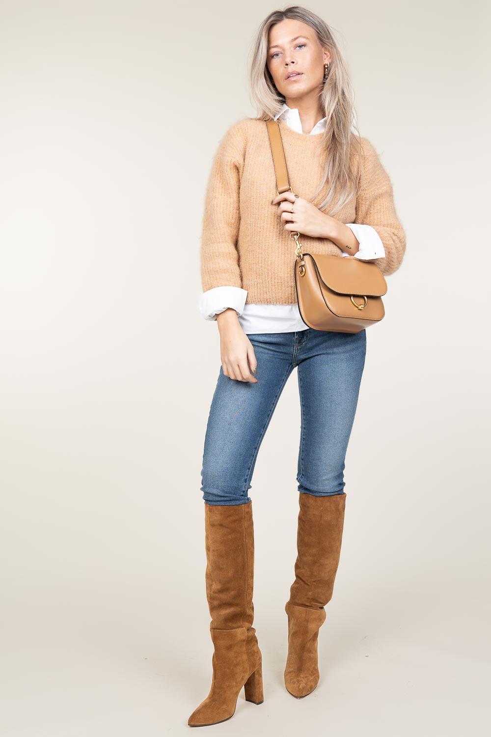 Suède knielaarzen Sofia | cognac | Toral | Little Soho
